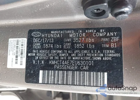 2014 Hyundai Accent Gls из США, поврежденный, VIN KMHCT4AE7EU630101